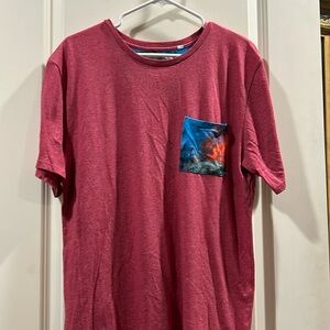 On The Byas mens crewneck T-shirt Tie Dye Pocket short sleeves size L red